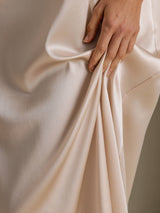 [Beige] SilkSilky-SE 3/4 Sleeve Round Neck Klänning 004