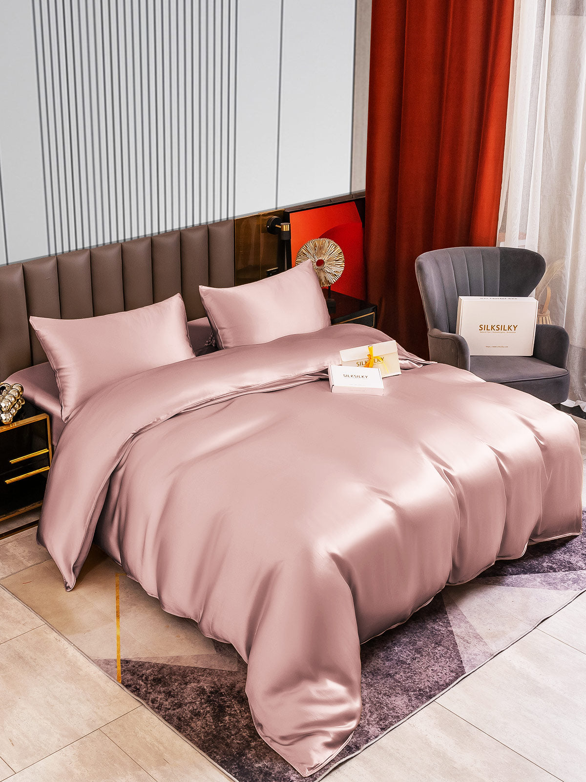 SilkSilky SE 22Momme Rent Silke Bedding Set BlekMauve 002