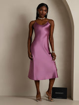 [Mörklila] SilkSilky-SE Spaghetti Strap V Neck Nattlinne 004