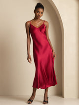 [Vin] SilkSilky-SE Spaghetti Strap V Neck Klänning 004