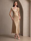 SilkSilky-SE 19Momme Silke Ärmlös Dress Champagne 004