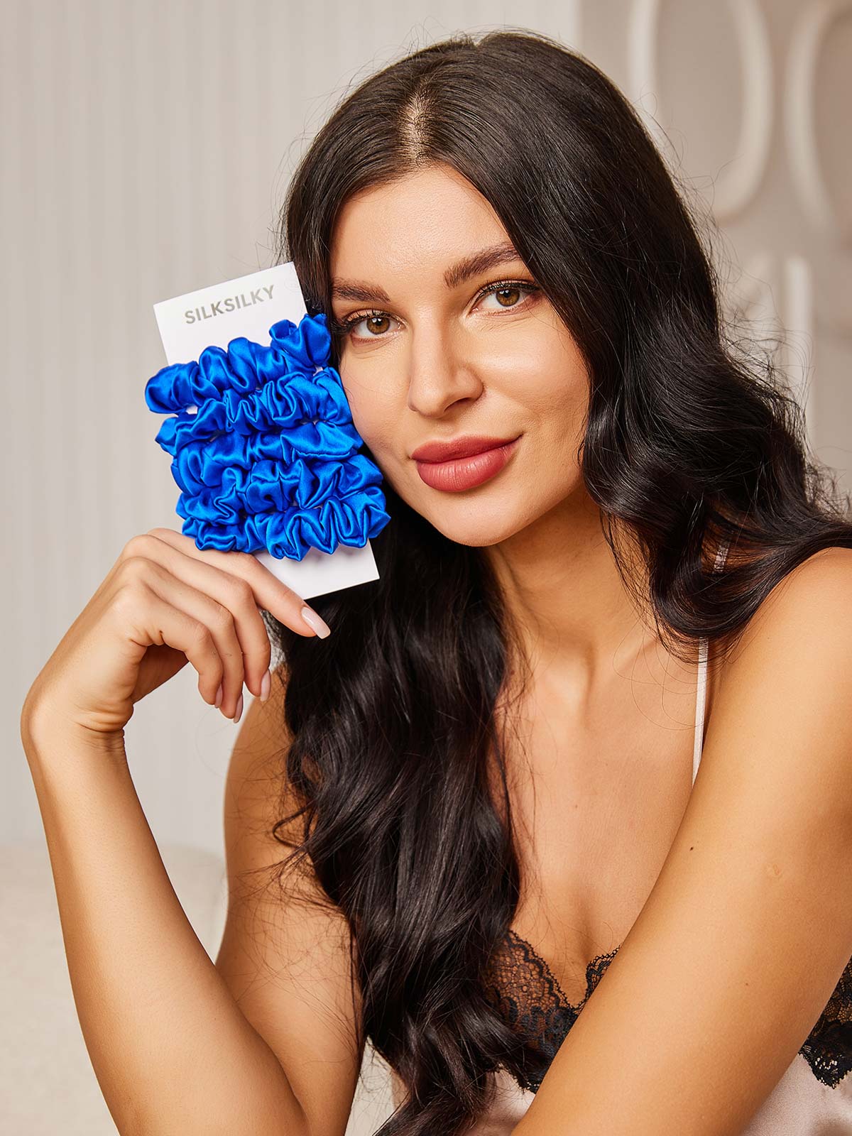 [Blå] SilkSilky-SE 19Momme Rent Silke Scrunchie 001