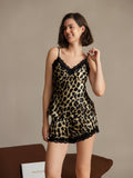 SilkSilky-SE Rent Silke V-Hals Camisole Set Leopard 006