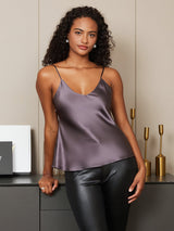 [Lila Grå] SilkSilky-SE Spaghetti Strap V Neck Cami Toppar 006