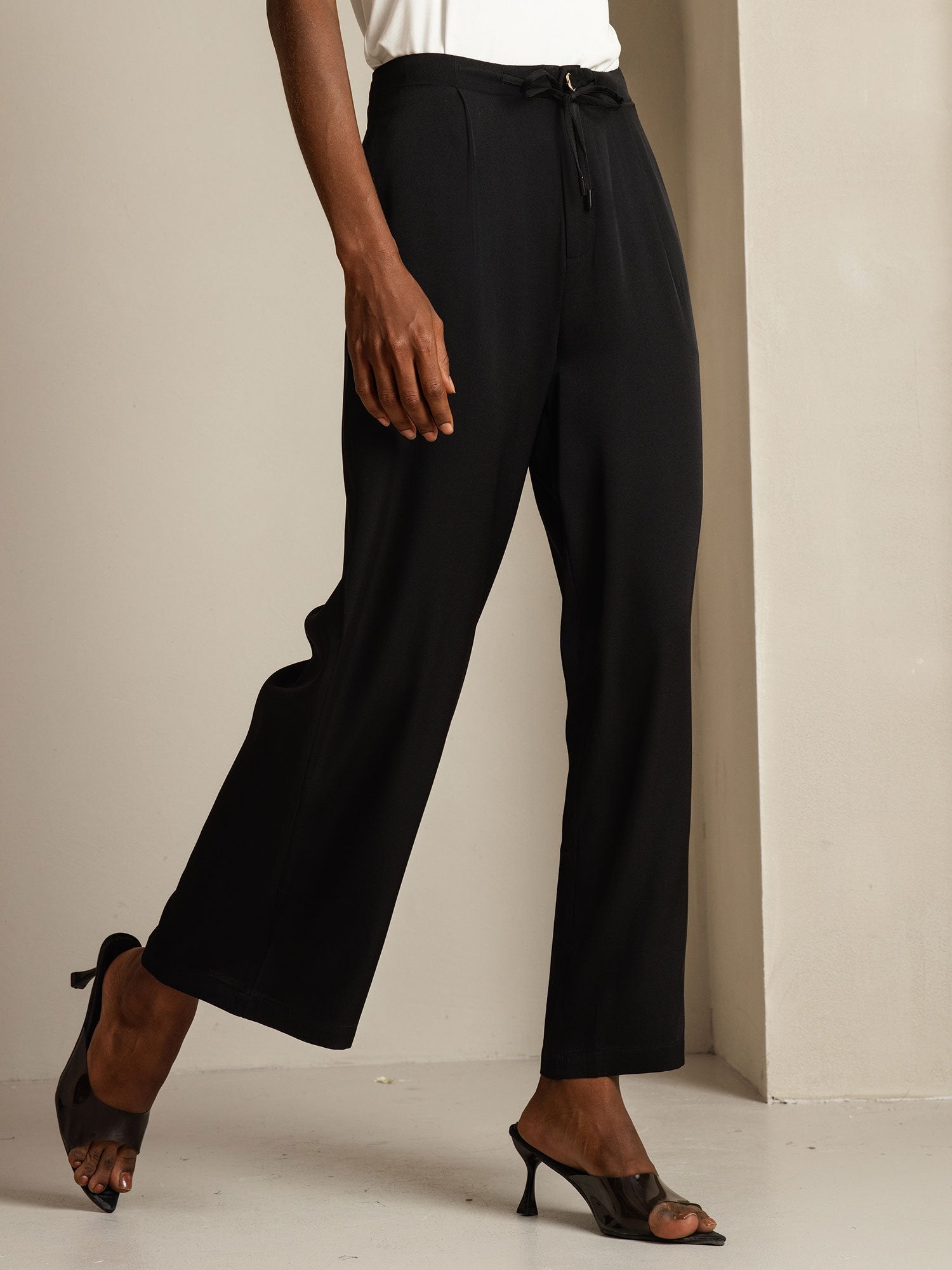 [Svart] SilkSilky-SE 19Momme Silke Womens Pants 007