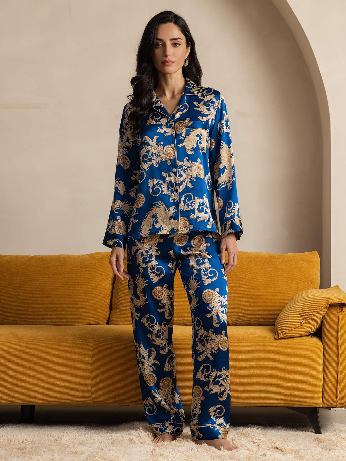[Navy Drake] SilkSilky-SE Rent Silke Womens Pajamas 007