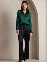 [Svart] SilkSilky-SE 19Momme Silke Womens Pants 007,