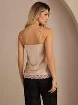 [Champagne] SilkSilky-SE Spaghetti Strap V Neck Cami Toppar 002