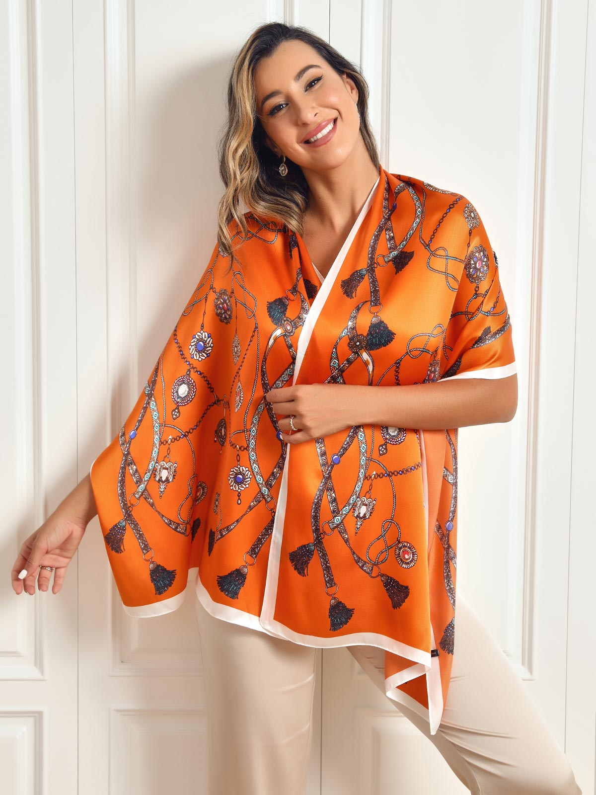 SilkSilky SE Rent Silke Scarf Orange 002