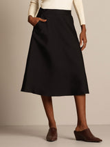 [Svart] SilkSilky-SE 32Momme Silk-Wool Blend Skirt 008