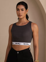 [Grå] SilkSilky-SE Sleeveless Crew Neck Cami Toppar 001