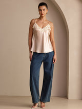 [Rosa] SilkSilky-SE Spaghetti Strap V Neck Cami Toppar 006