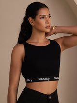 [Svart] SilkSilky-SE Sleeveless Crew Neck Cami Toppar 004