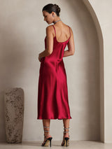 [Vin] SilkSilky-SE Spaghetti Strap V Neck Klänning 002