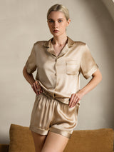 [Champagne] SilkSilky-SE Short Sleeve Lapel Collar Dam Pyjama 004