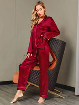[Vin] SilkSilky-SE Long Sleeve Lapel Collar Dam Pyjama 006