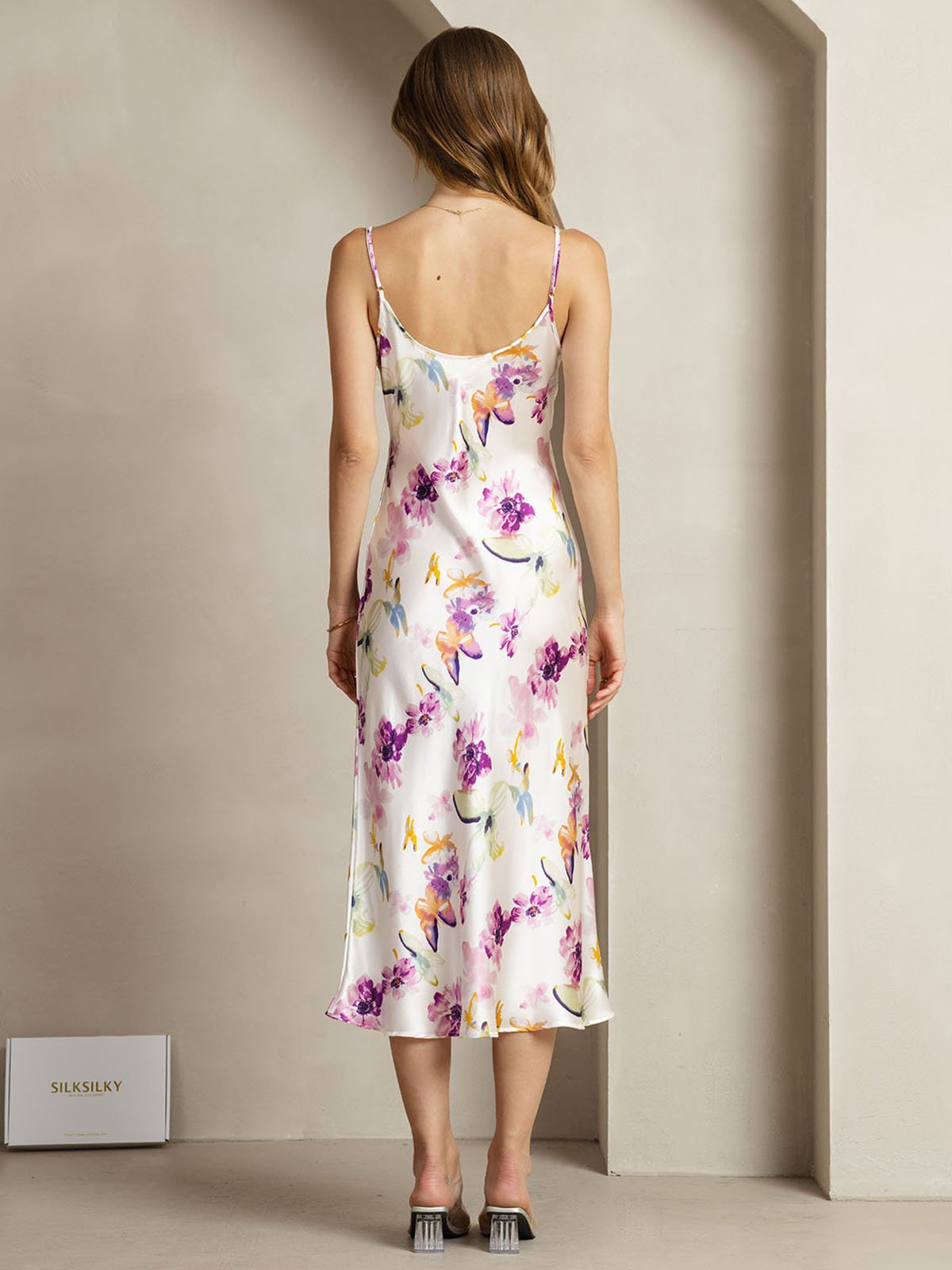 [Akvarellblommor] SilkSilky-SE 19Momme Silke Dress 002
