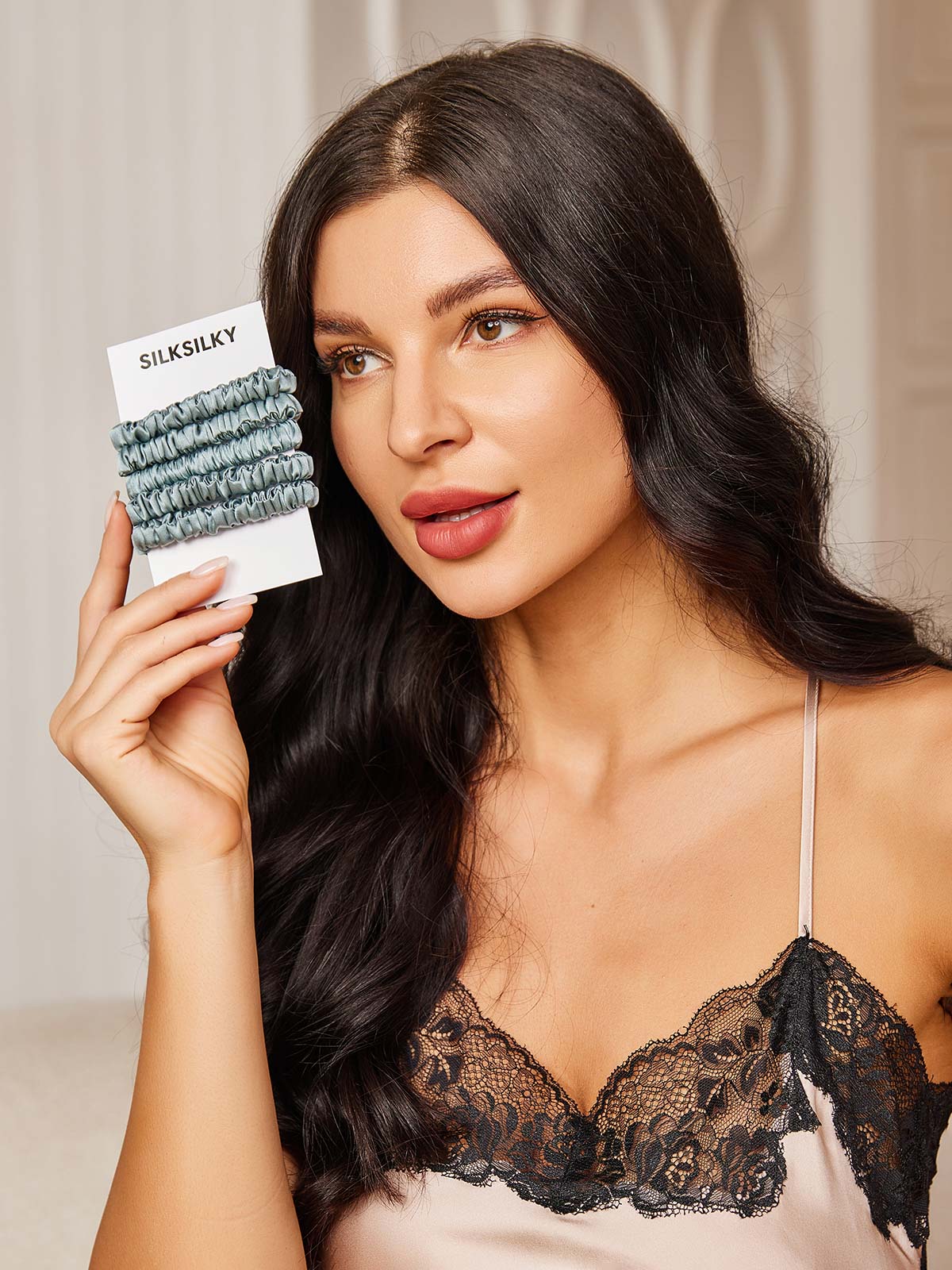 [Stålblå] SilkSilky-SE 19Momme Rent Silke Scrunchie 001