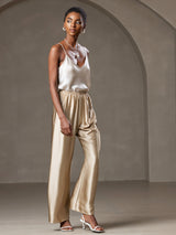 [Beige] SilkSilky-SE Spaghetti Strap V Neck Cami Toppar 006