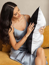 [Svart+Silver] SilkSilky-SE 22Momme Rent Silke Pillowcase 003