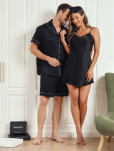 Ren Silke Par Kort Pyjamasset & Slip Nattlinne
