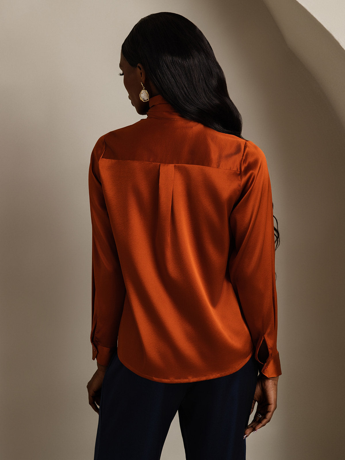 [Kola] SilkSilky-SE 19Momme Silke Lång Ärm Blouse 002