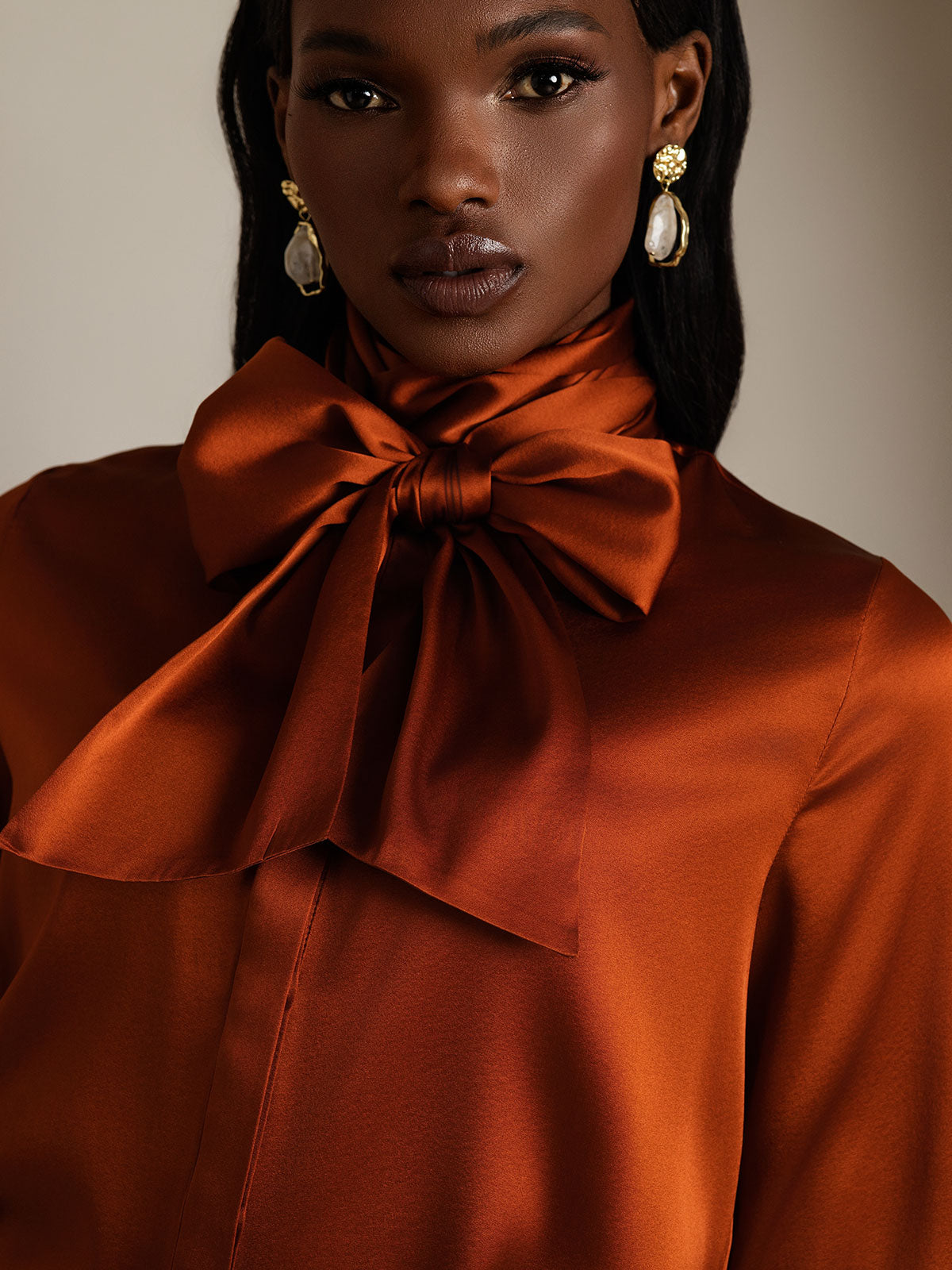 [Kola] SilkSilky-SE 19Momme Silke Lång Ärm Blouse 010