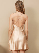 [Champagne] SilkSilky-SE Spaghetti Rem V Ringning Nattlinne 001