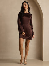 [Kaffe] SilkSilky-SE Long Sleeve Boat Neck Klänning 001