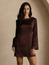 [Kaffe] SilkSilky-SE Long Sleeve Boat Neck Klänning 003