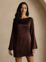 [Kaffe] SilkSilky-SE Long Sleeve Boat Neck Klänning 004