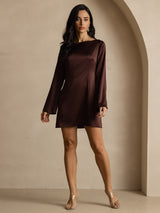 [Kaffe] SilkSilky-SE Long Sleeve Boat Neck Klänning 008