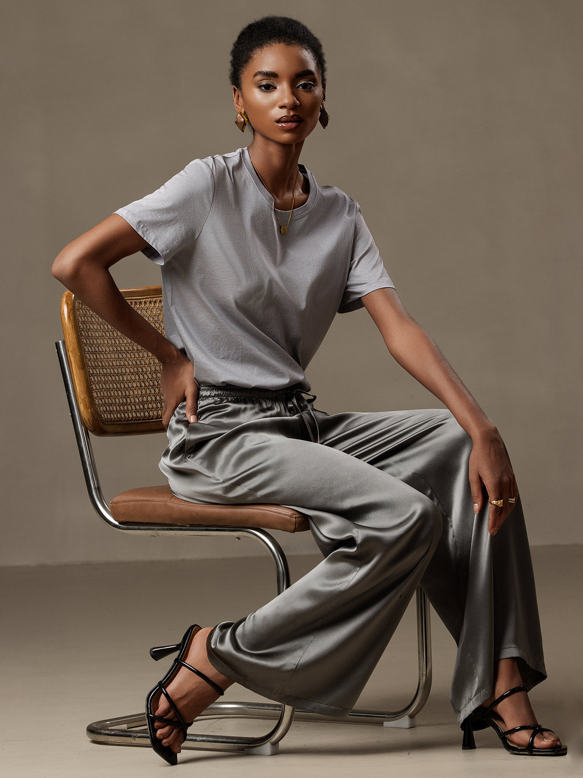 [Mörkgrå] SilkSilky-SE Rent Silke Womens Pants 001