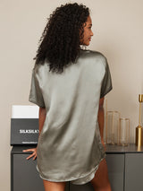 [Grågrön] SilkSilky-SE Short Sleeve Round Neck Dam Pyjama 002
