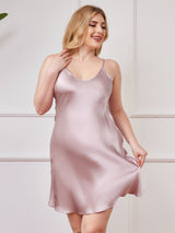 [Lavendel] SilkSilky-SE Spaghetti Rem V Ringning Plus Storlek Klänning 003
