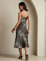 [Leopard] SilkSilky-SE Spaghetti Strap V Neck Klänning 002