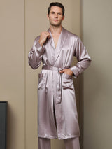 [Blek Mauve] SilkSilky-SE 19Momme Rent Silke Lång Ärm Mens Robe 001