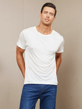 [Vit] SilkSilky-SE Kort Ärm Crewkrage Herr T-Shirt 004