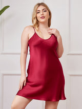 [Vin] SilkSilky-SE Spaghetti Rem V Ringning Plus Storlek Klänning 001