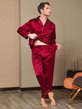 [Vin] SilkSilky-SE Long Sleeve Lapel Collar Herr Pyjama 008