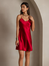 [Vin] SilkSilky-SE Spaghetti Strap V Neck Klänning 004