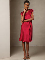 [Vin] SilkSilky-SE Cap Sleeve V Neck Klänning 006