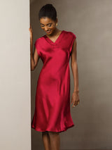 [Vin] SilkSilky-SE Cap Sleeve V Neck Klänning 007