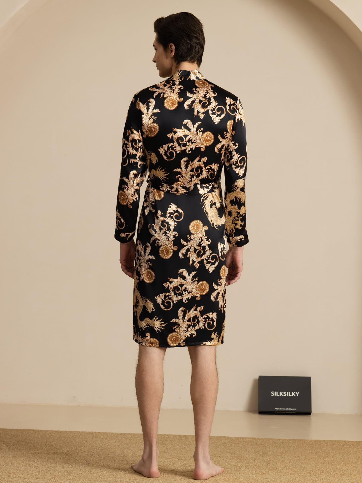 [Svart Drake] SilkSilky-SE Long Sleeve Herr Morgonrock 002