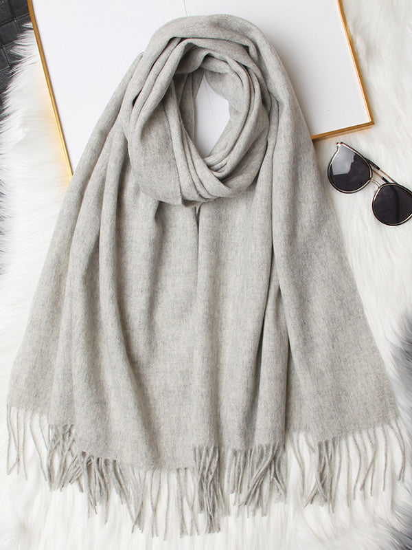 [Ljusgrå] SilkSilky-SE Ull Scarf 005
