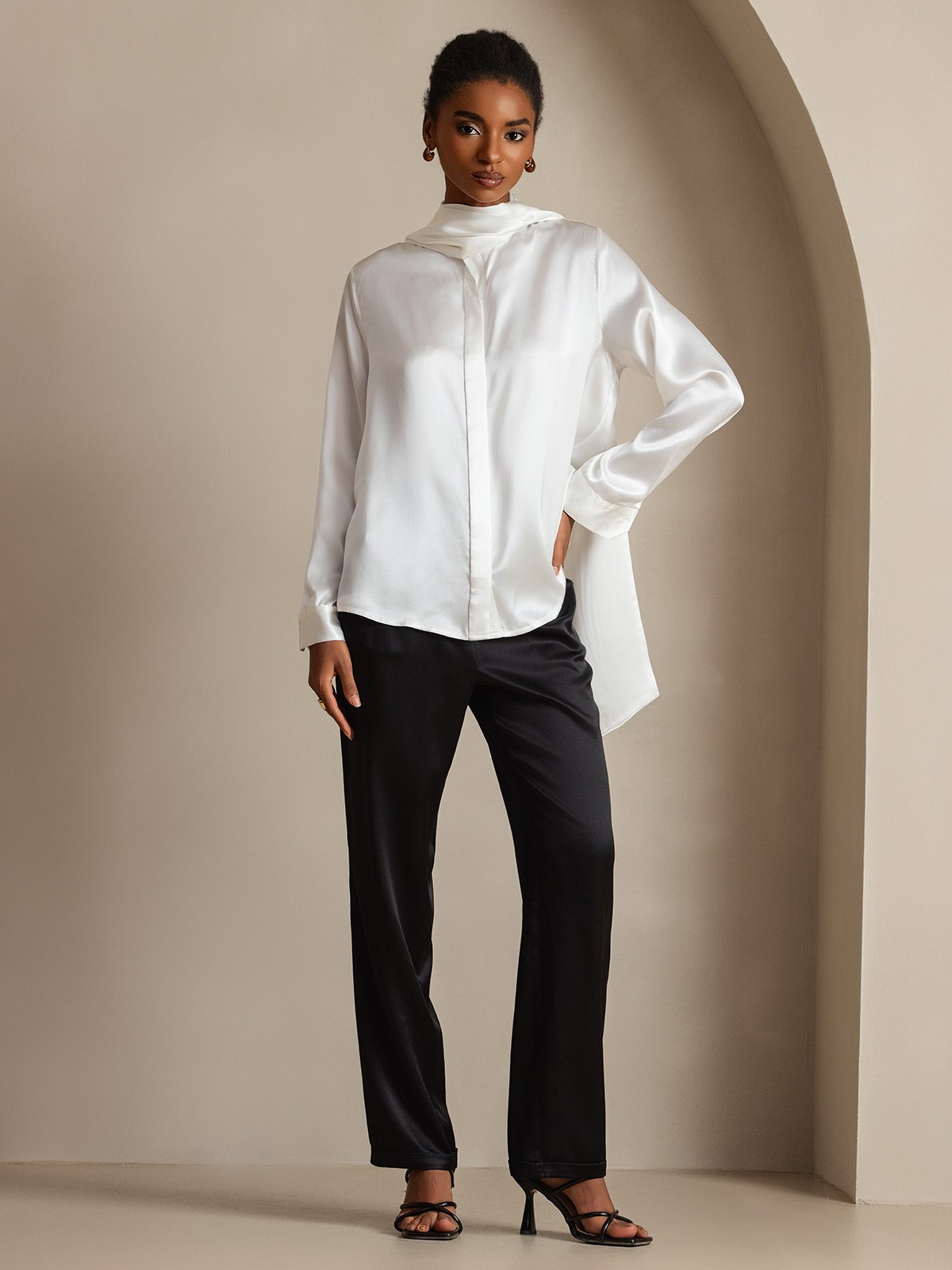 [Vit] SilkSilky-SE 19Momme Silke Womens Shirt 006