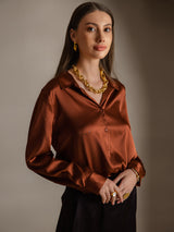 [Kola] SilkSilky-SE Long Sleeve Lapel Collar Damskjorta 003