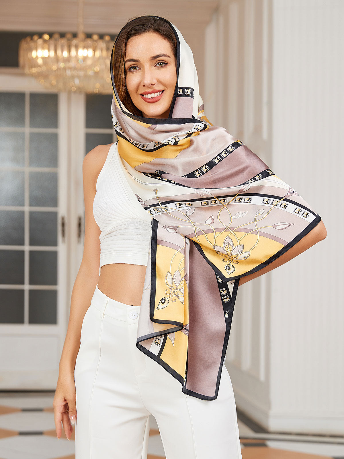 SilkSilky SE Rent Silke Scarf Gul 001