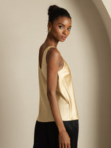 [Champagne] SilkSilky-SE Sleeveless V Neck Cami Toppar 003