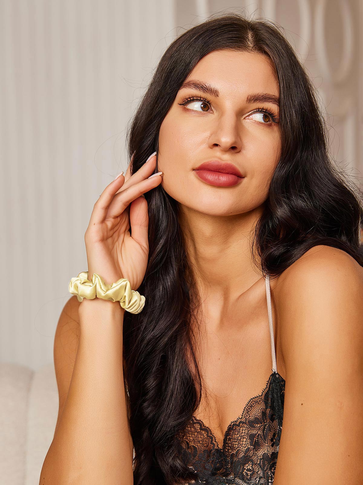 [Ljusgul] SilkSilky-SE 19Momme Rent Silke Scrunchie 003